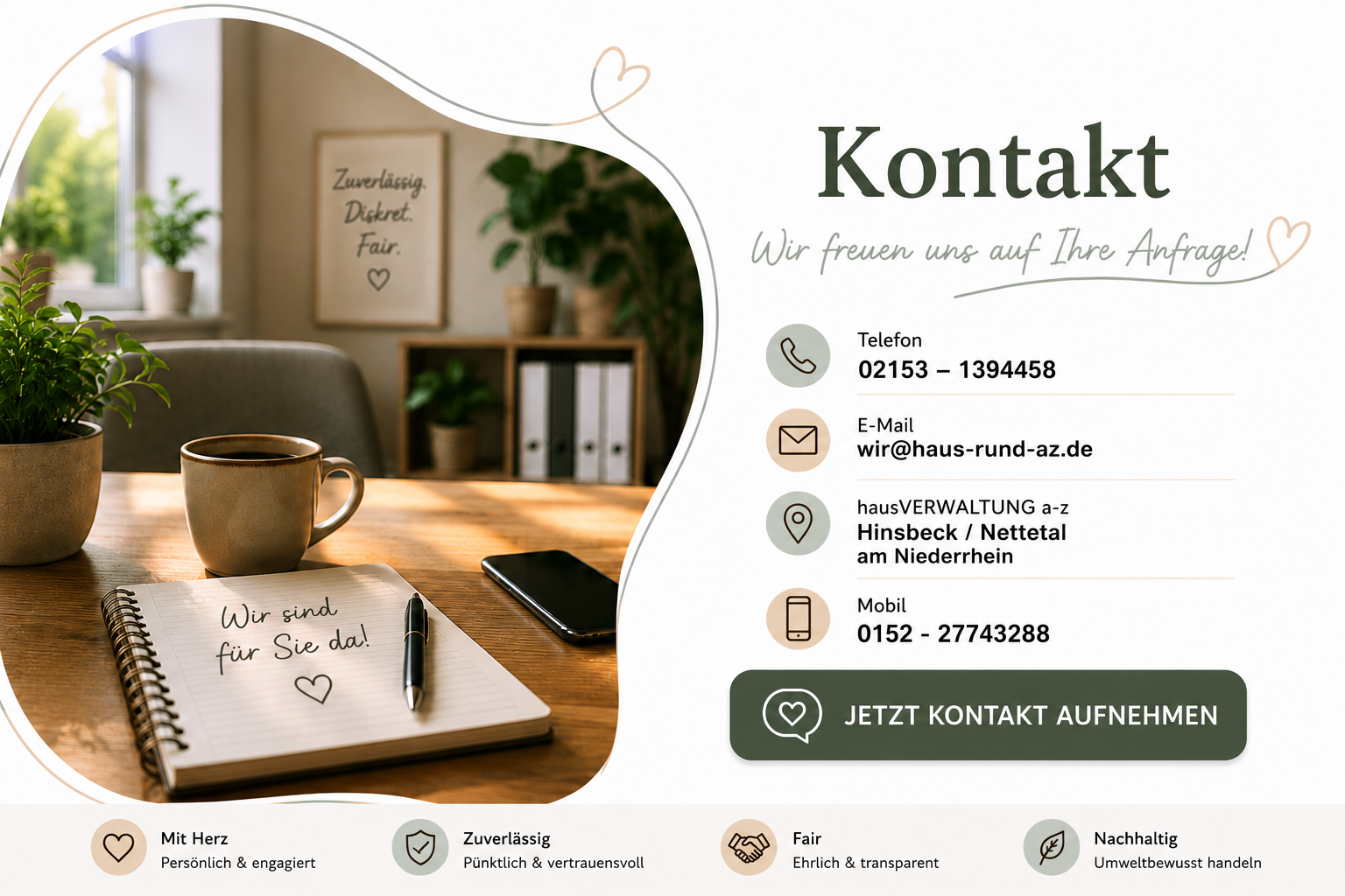 Kontaktbutton für Hausverwaltung und Hausmeisterservice